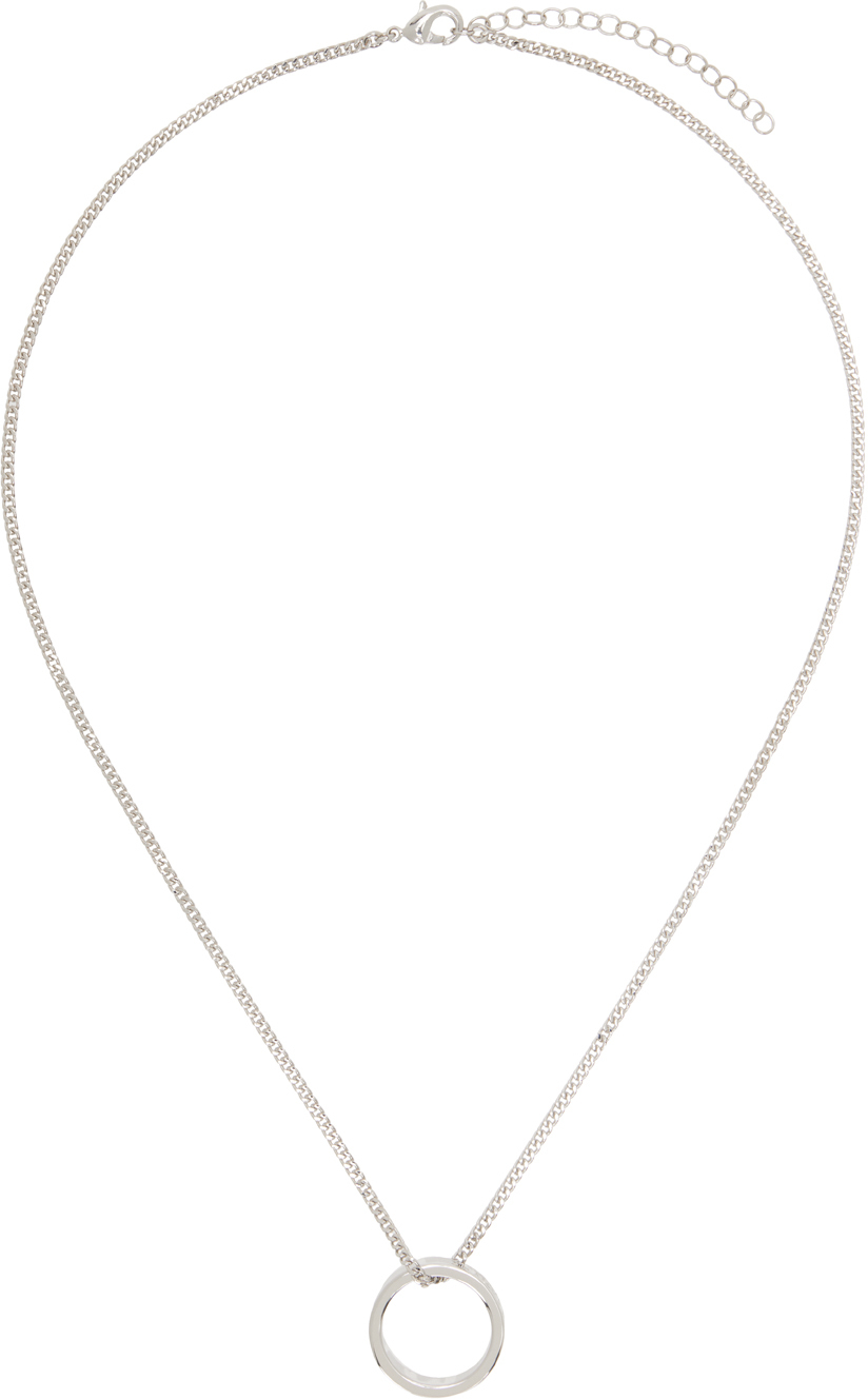 Silver Brass Minimal Logo Necklace