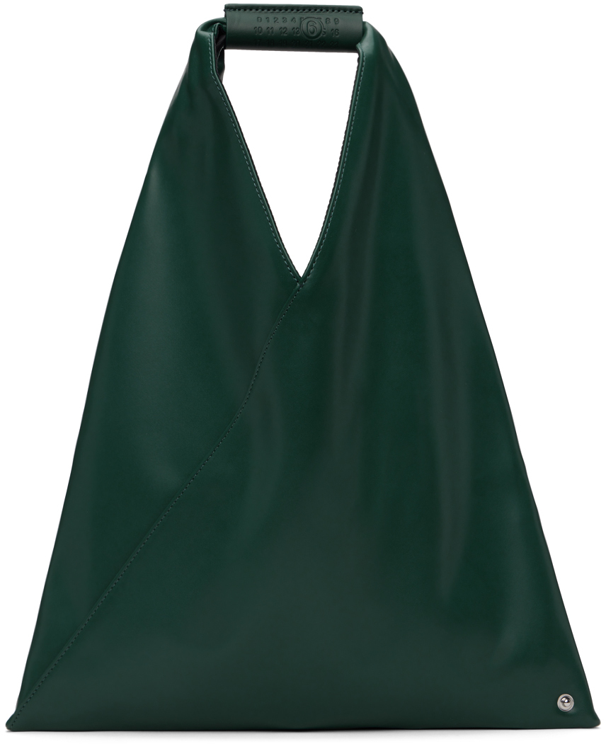 Mm6 Maison Margiela Green Classic Small Tote In Gold