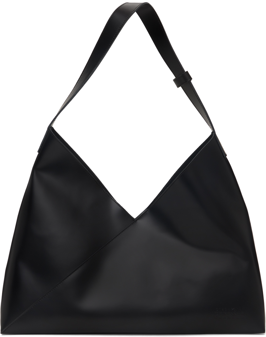 Black Abrasivato Leather Shopping Bag