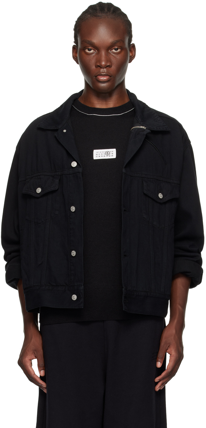 Shop Mm6 Maison Margiela Black Lightweight Denim Jacket In 900 Black