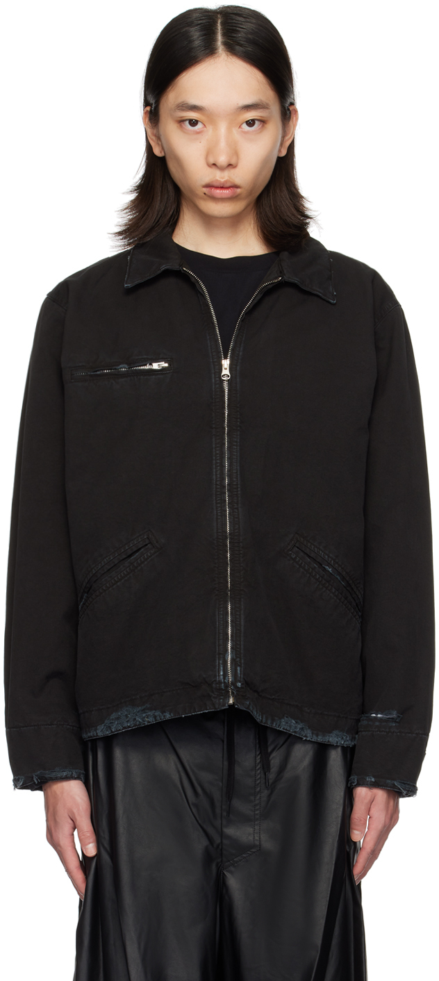 Shop Mm6 Maison Margiela Black Spread Collar Jacket In 900 Black