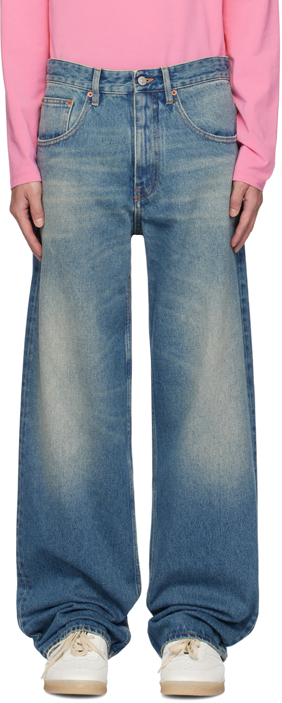 Shop Mm6 Maison Margiela Blue 5 Pockets Jeans In 980 Blue