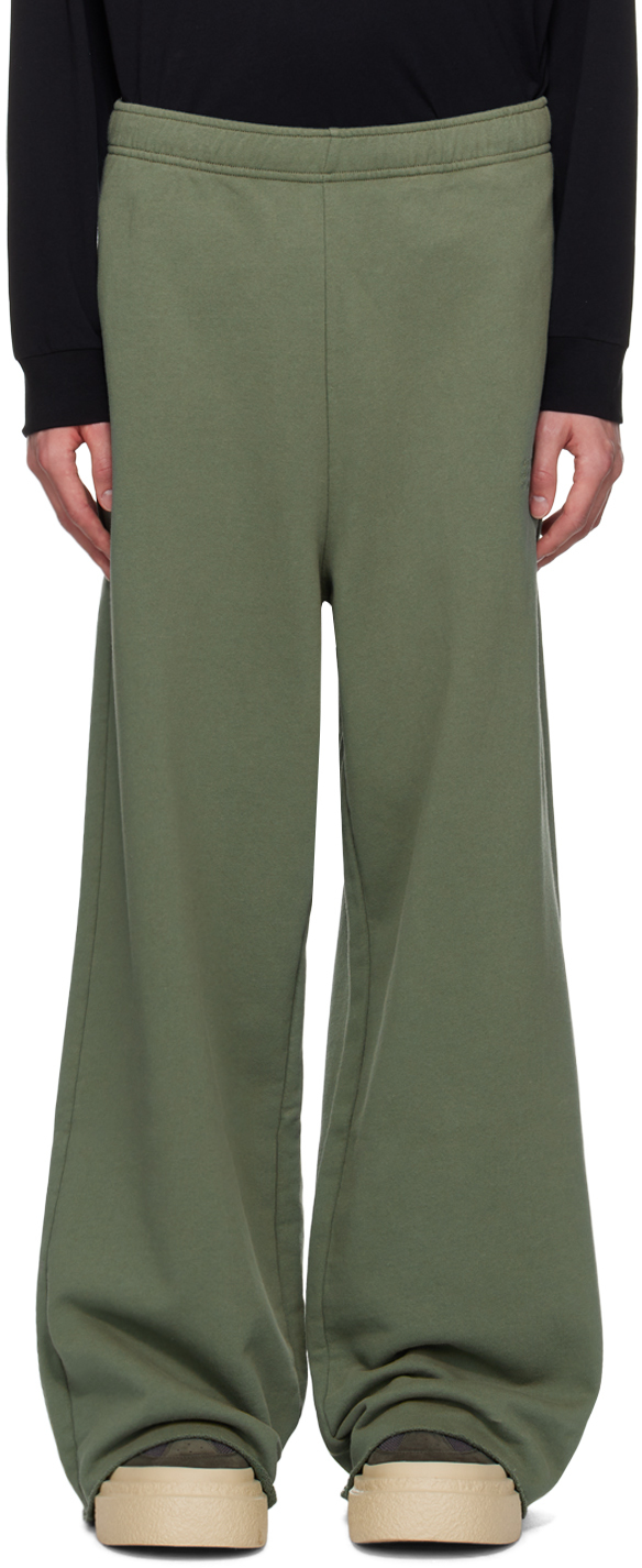 Shop Mm6 Maison Margiela Green Embroidered Sweatpants In 727 Moss