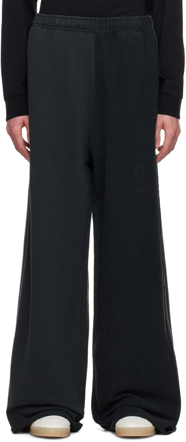 Shop Mm6 Maison Margiela Black Wide-leg Sweatpants In 899 Washed Black