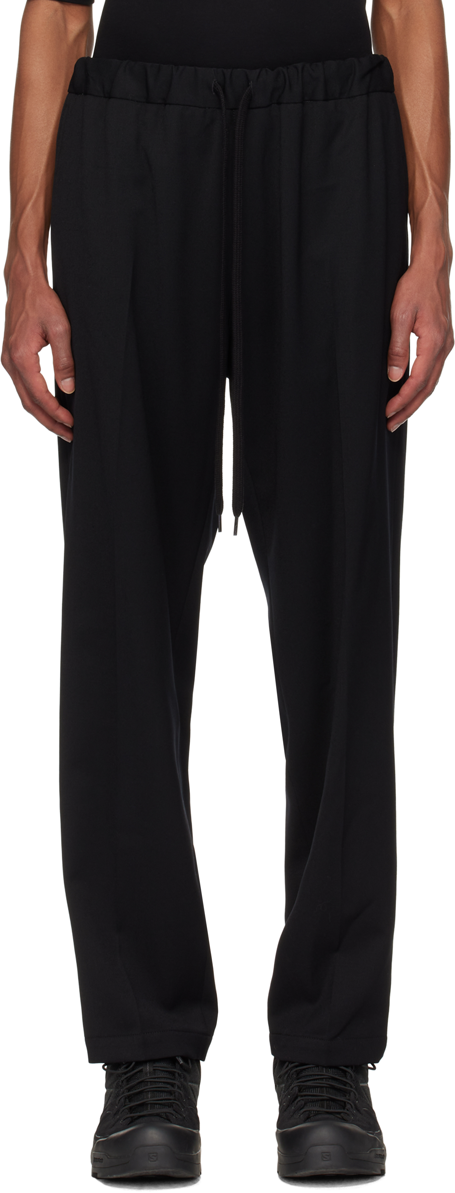 Shop Mm6 Maison Margiela Black Tailoring Wool Trousers In 900 Black