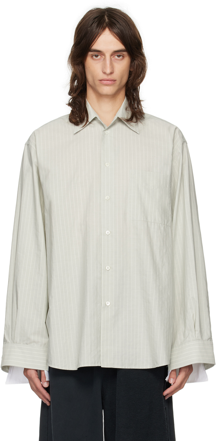 MM6 MAISON MARGIELA GREEN DECONSTRUCTED LONG SLEEVE SHIRT 