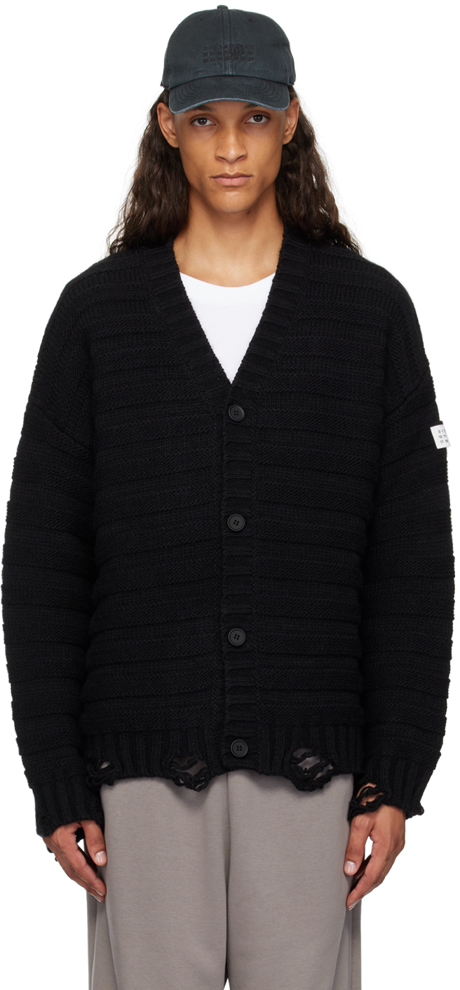 Black ribbed cardigan hotsell