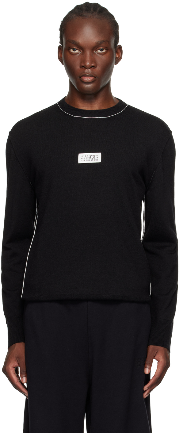 Black Virgin Wool Logo Patch Sweater