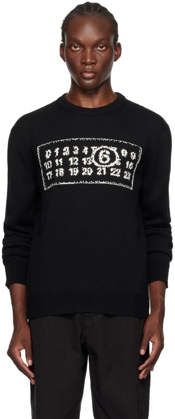 Shop Mm6 Maison Margiela Black Jacquard Sweater In 900j Black Jacquard