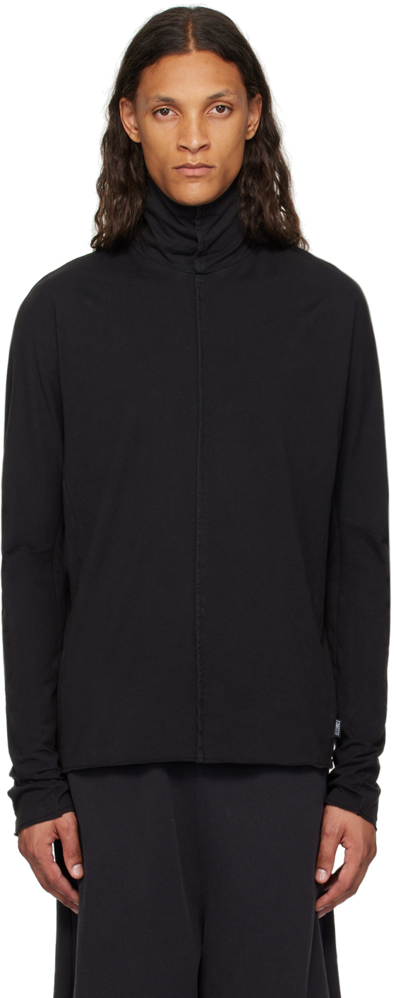 Black Raw Edge Turtleneck