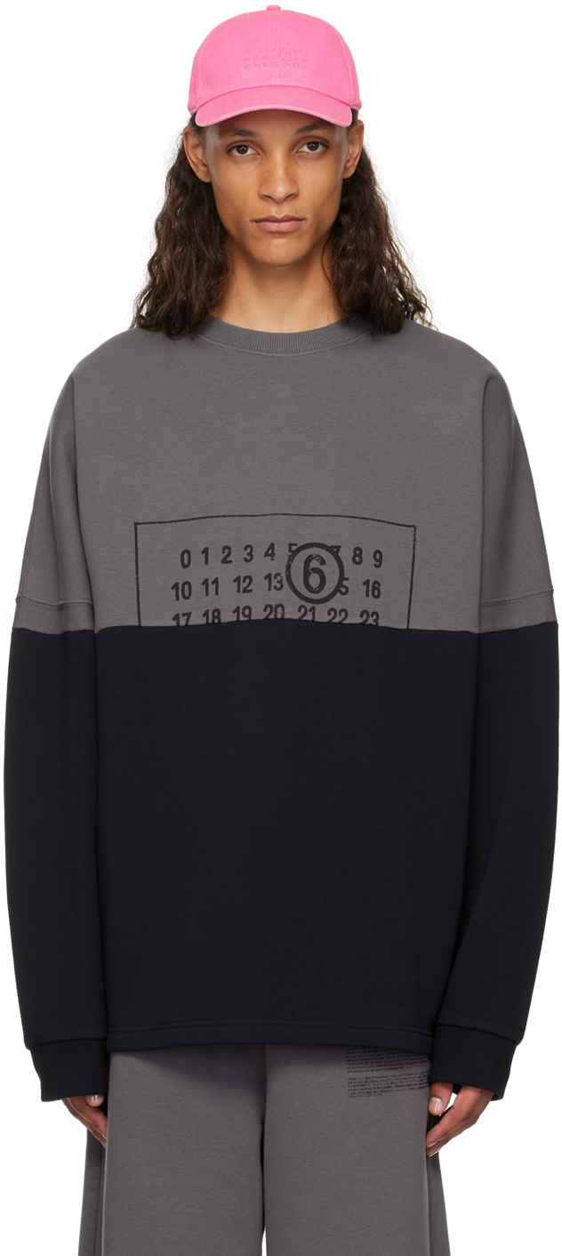 Shop Mm6 Maison Margiela Black & Gray Paneled Sweatshirt In 961 Grey/black