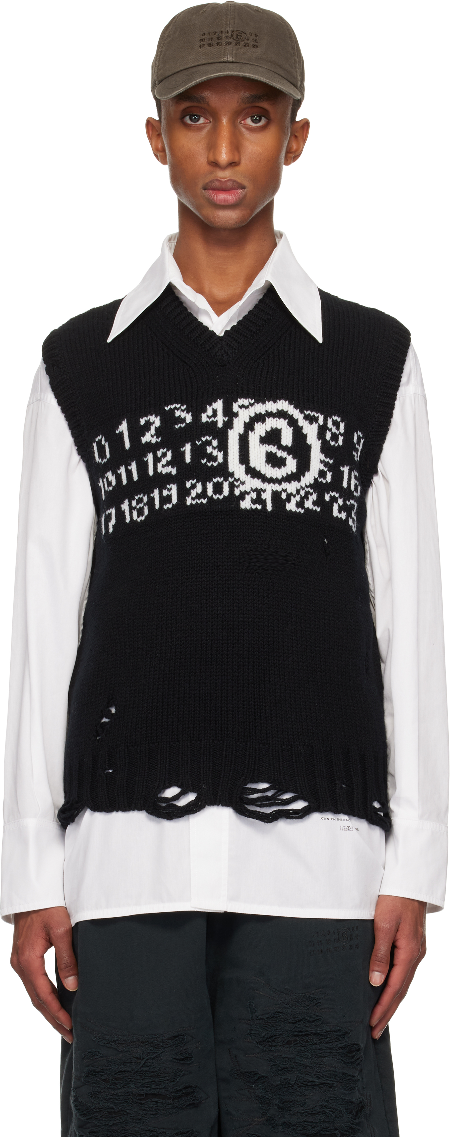 Shop Mm6 Maison Margiela Black Numeric Vest In 001j Black/white