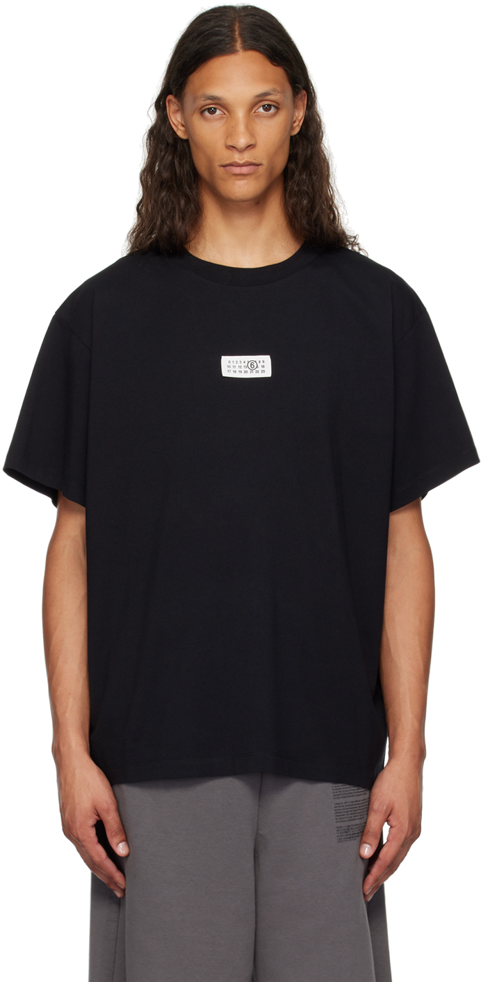 Shop Mm6 Maison Margiela Black Patch T-shirt In 900 Black