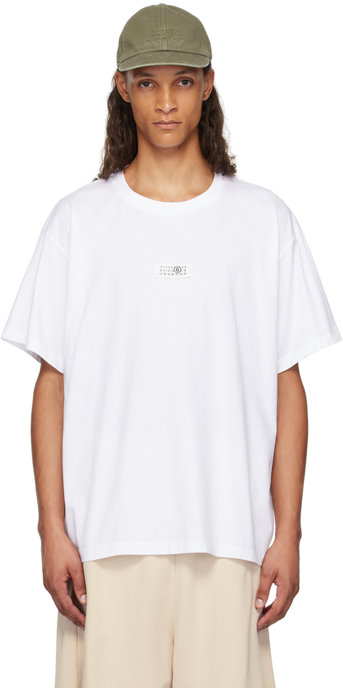 Shop Mm6 Maison Margiela White Patch T-shirt In 100 White