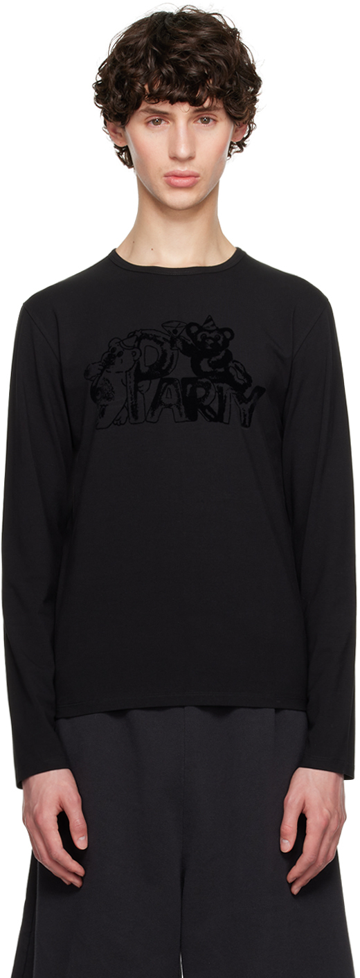 Black Flocked Long Sleeve T-Shirt