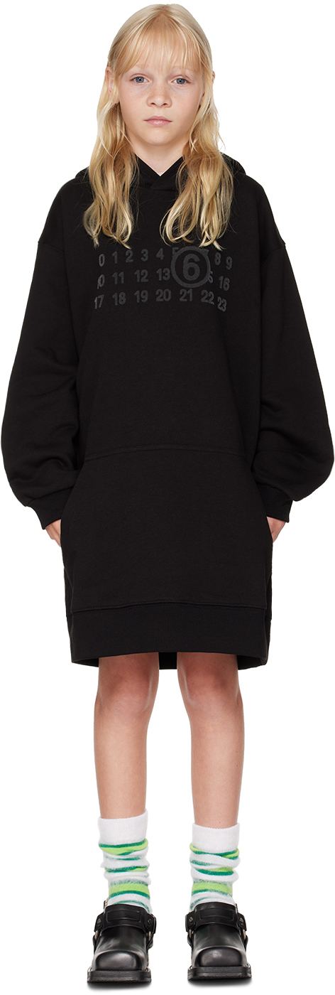 Mm6 Maison Margiela Kids Black Hooded Dress In M6900
