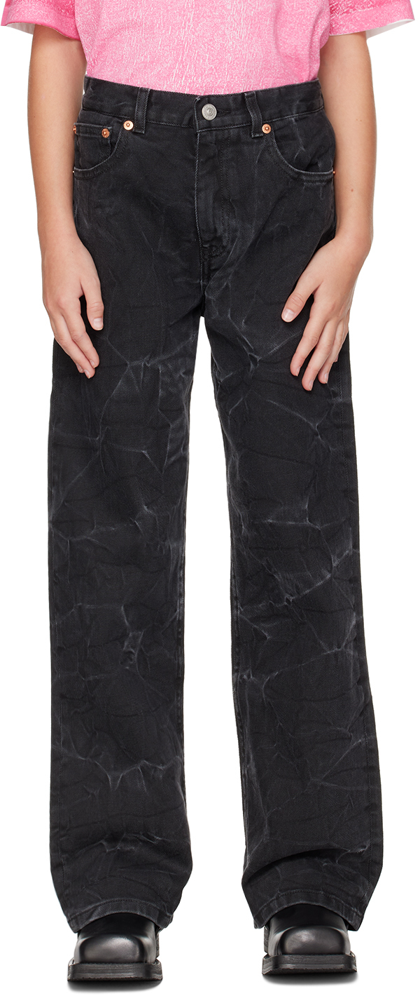 Shop Mm6 Maison Margiela Kids Black Faded Jeans In M602