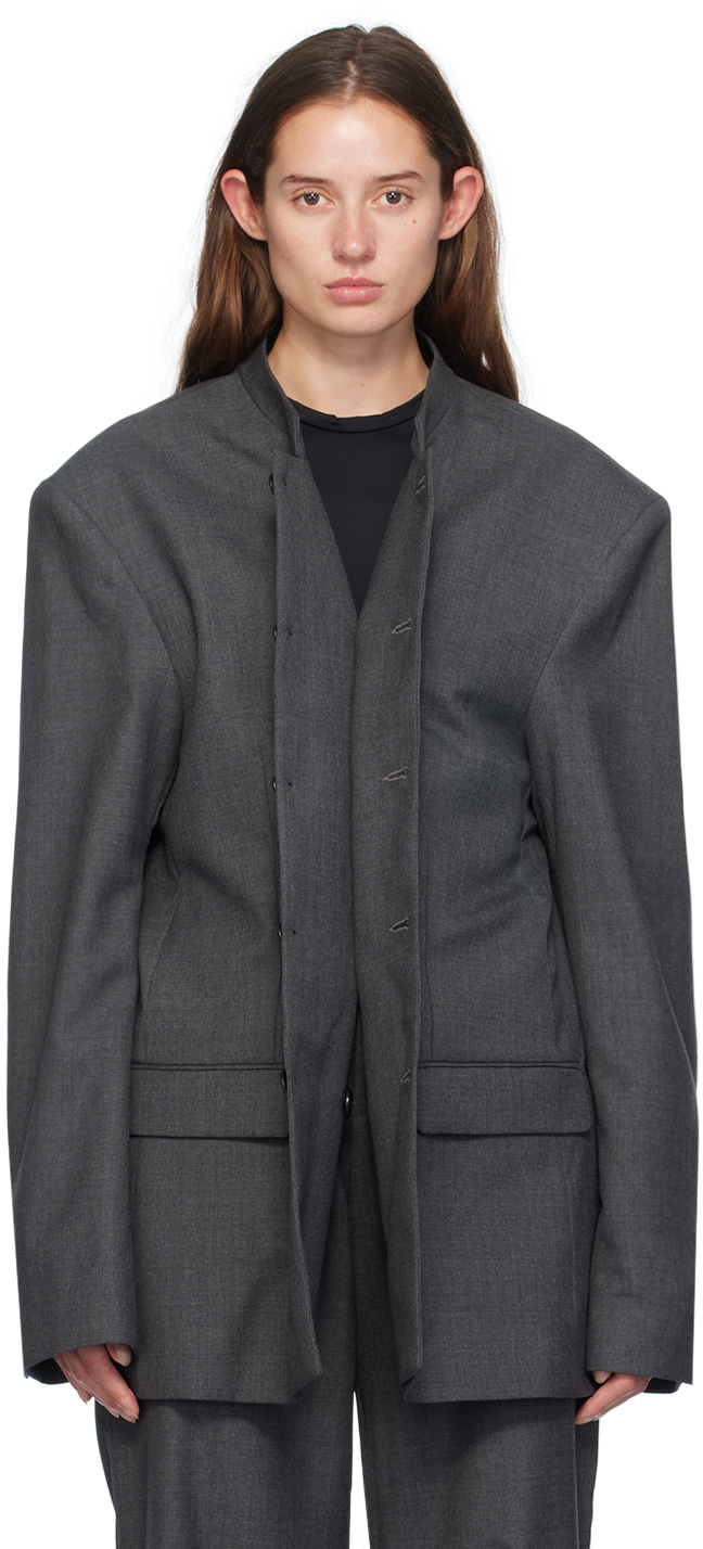 Gray Pinched Blazer