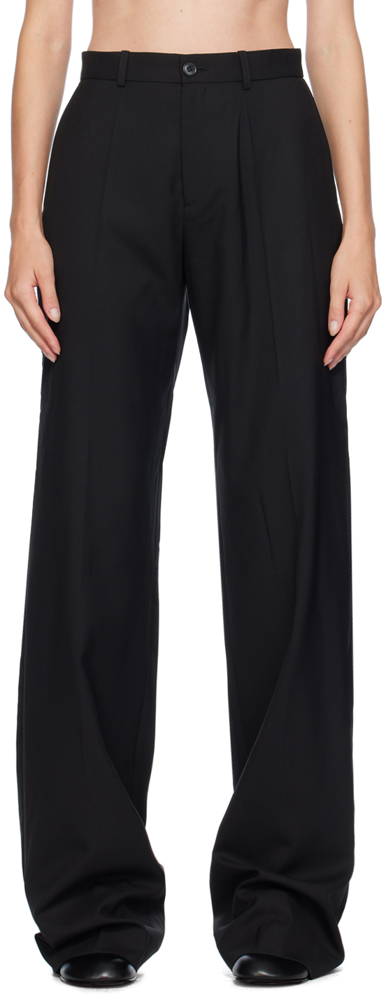 MARIE ADAM-LEENAERDT BLACK CLASSIC WOOL TROUSERS 