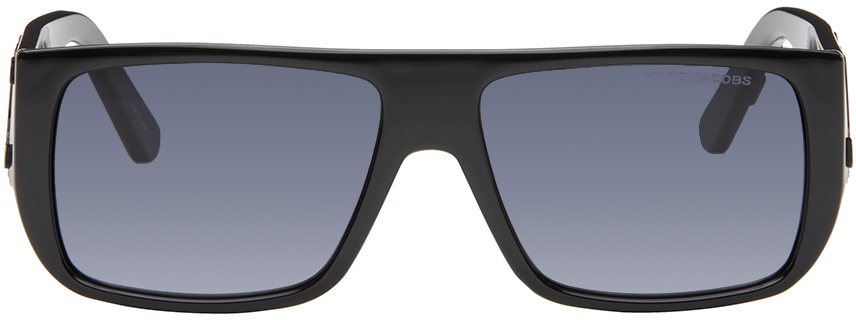 Black Text Logo Rectangular Sunglasses