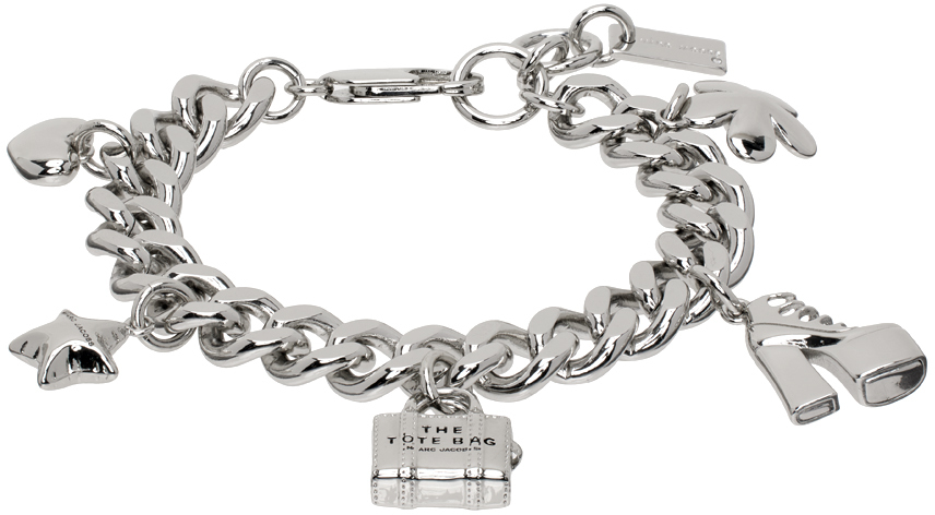 Shop Marc Jacobs Silver 'the Mini Icon Charm' Bracelet In 029 Light Antique Si