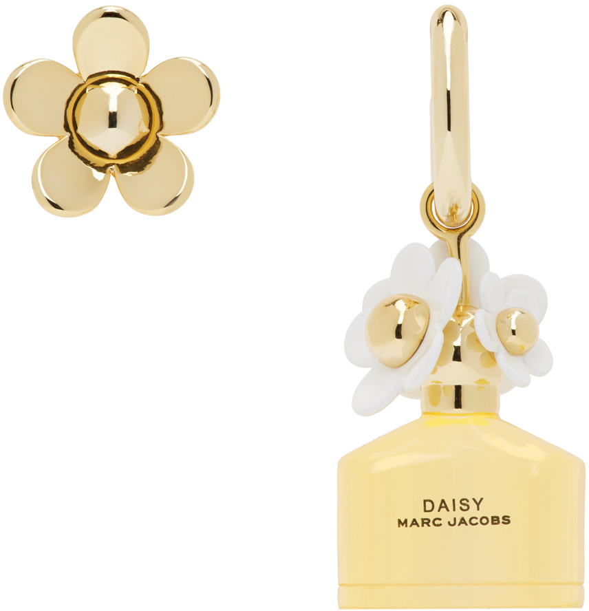 Shop Marc Jacobs Silver Mini Icon Daisy Earrings In 960 Gold/yellow Mult