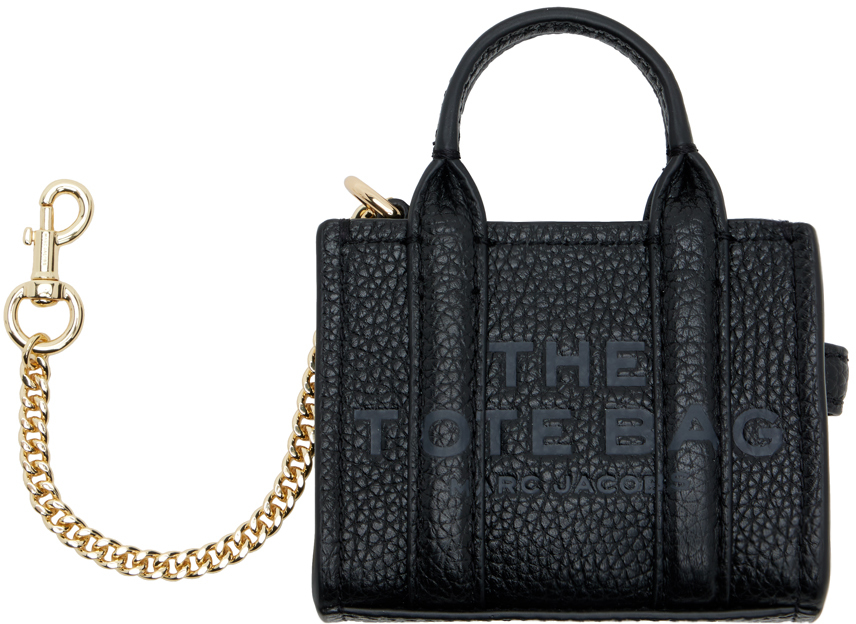 Shop Marc Jacobs Gold & Black 'the Nano Tote Bag Charm' Keychain In 001 Black