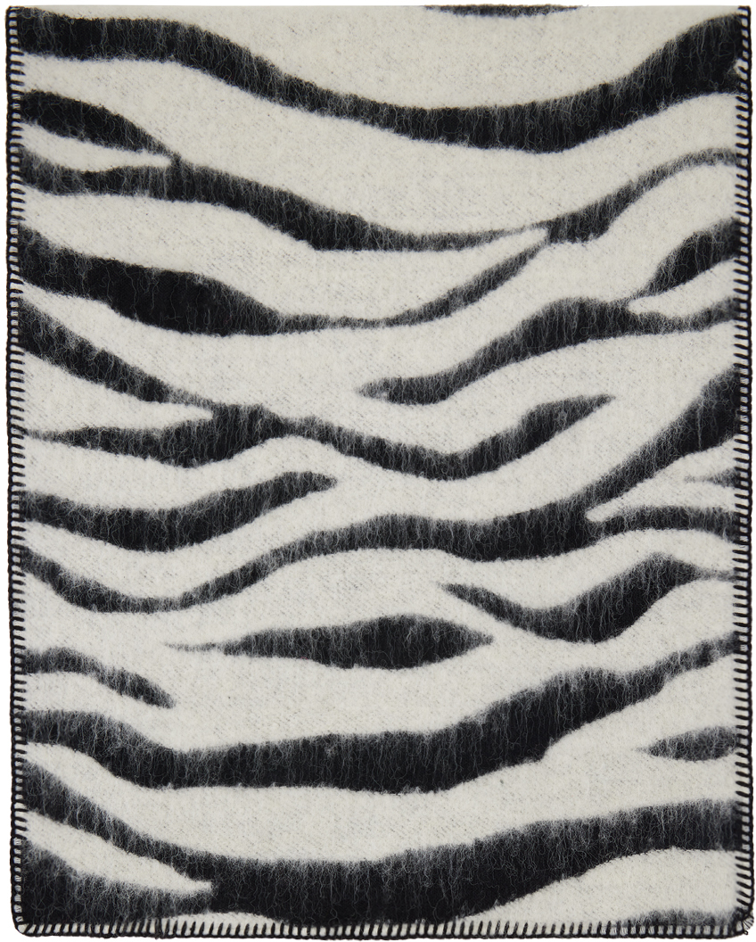 MARC JACOBS ブラック＆ホワイト THE ZEBRA BRUSHED マフラー 