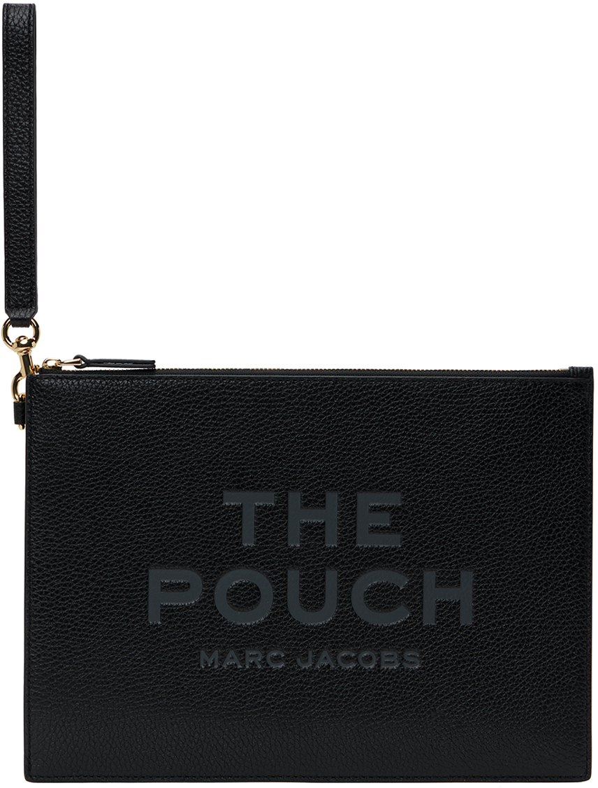 Shop Marc Jacobs Black 'the Leather Large Pouch' Pouch In 001 Black
