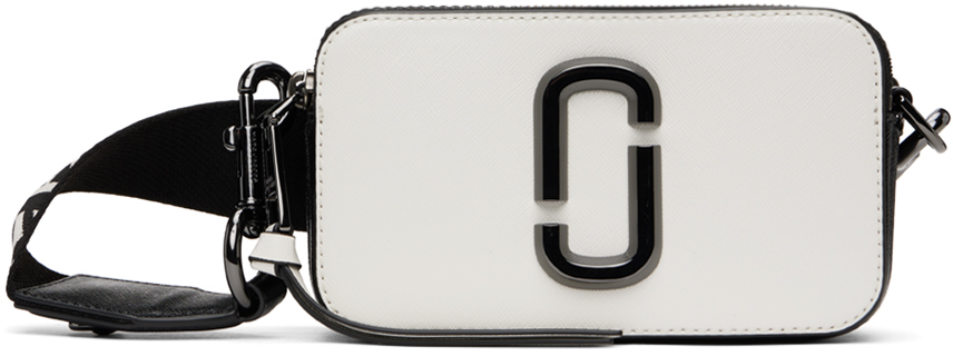 Marc Jacobs The Bi-color Snapshot In Black/white/gunmetal