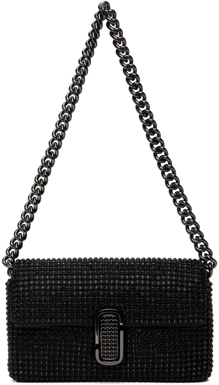 Marc Jacobs: Black 'The Rhinestone J Marc Mini' Shoulder Bag | SSENSE