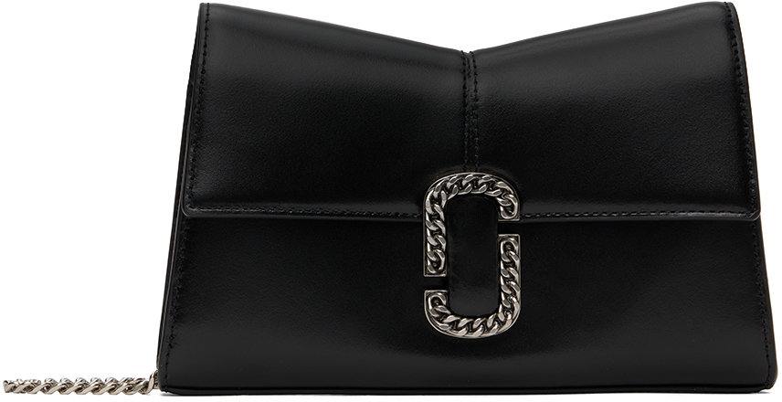 Shop Marc Jacobs ブラック The St. Marc Chain Wallet バッグ In 018 Black/silver