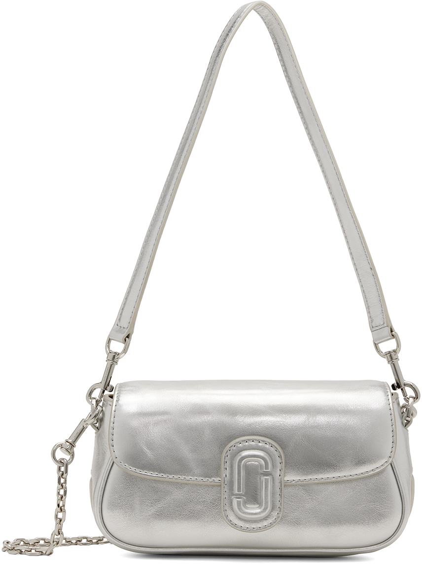 Shop Marc Jacobs シルバー The Metallic Leather Clover ショルダーバッグ In 040 Silver