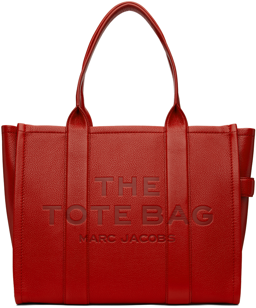 Shop Marc Jacobs Red 'the Leather Large' Tote In 617 True Red