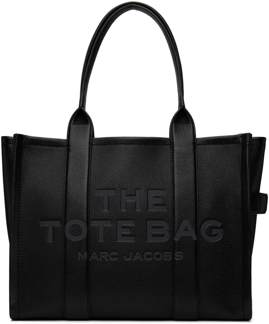 Shop Marc Jacobs Black 'the Leather Large' Tote In 001 Black