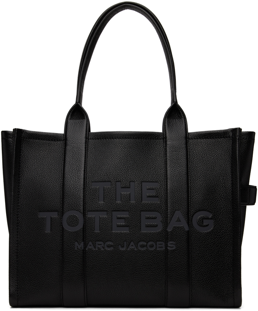 Marc Jacobs: Black 'The Leather Large' Tote SSENSE