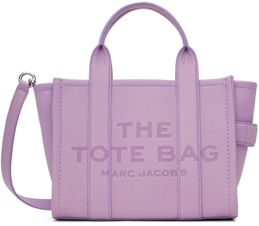 Shop Marc Jacobs Purple 'the Leather Small' Tote In 545 Wisteria