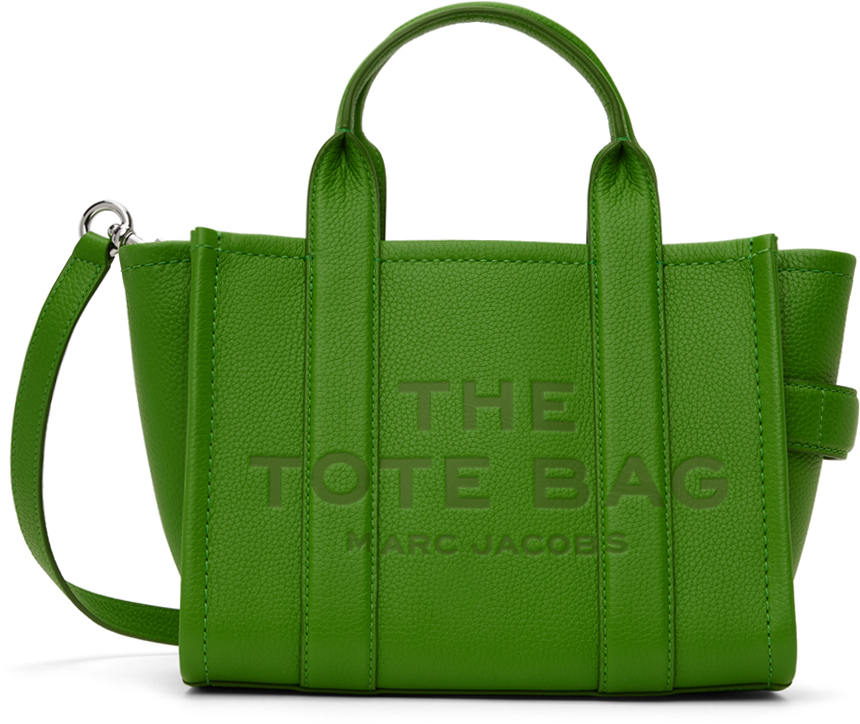 Shop Marc Jacobs Green 'the Leather Small' Tote In 310 Kiwi