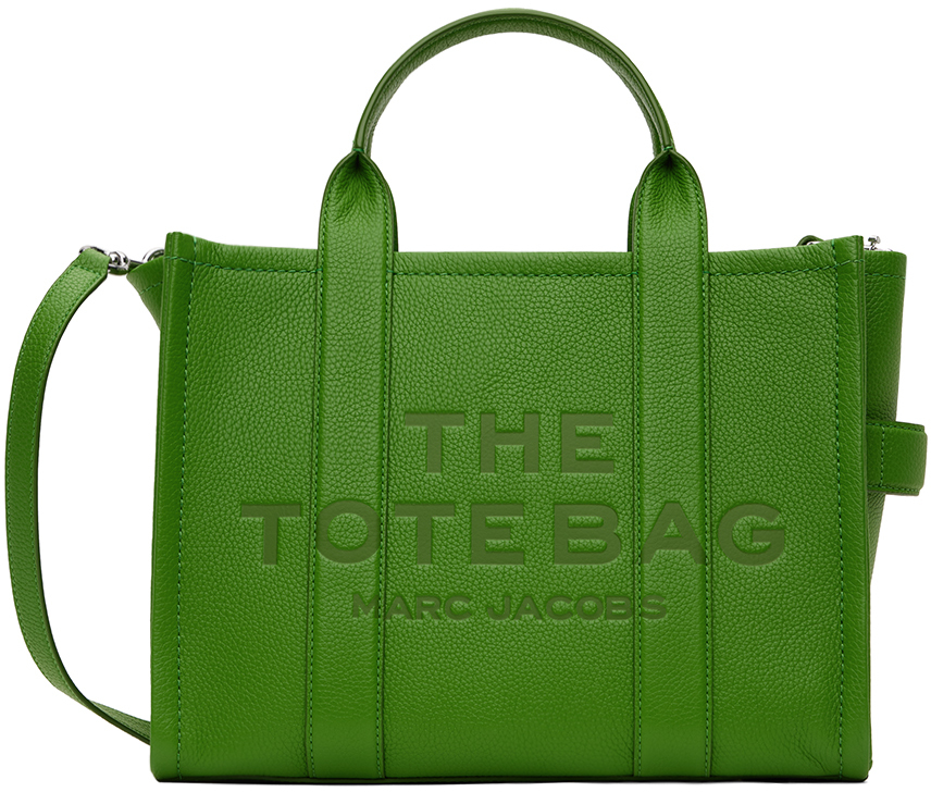 Shop Marc Jacobs Green 'the Leather Medium' Tote In 310 Kiwi