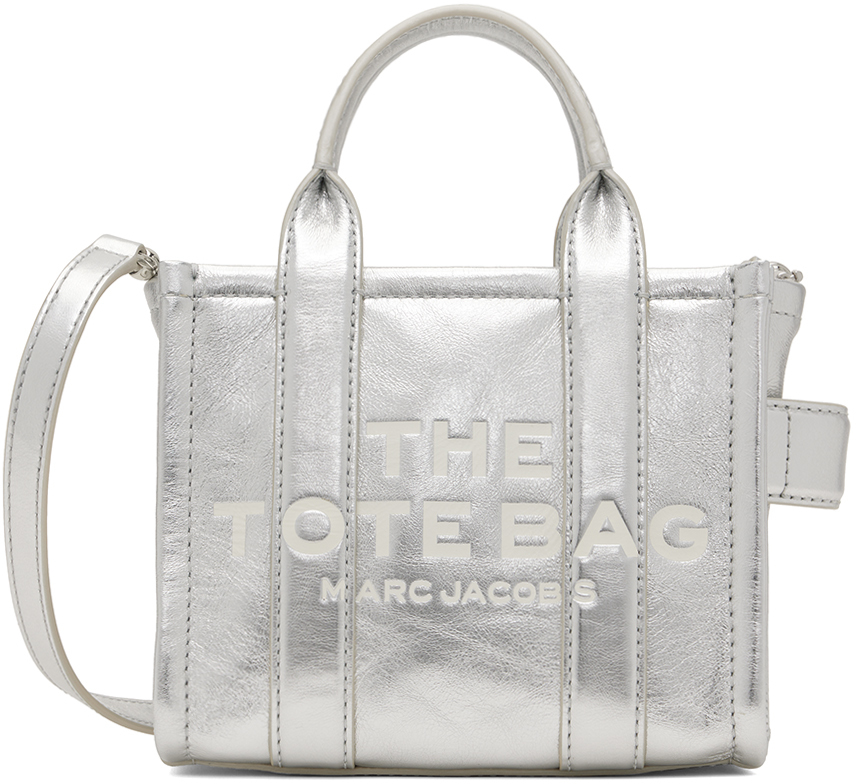 MARC JACOBS シルバー THE METALLIC LEATHER CROSSBODY トートバッグ 