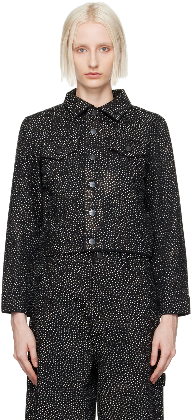 Black 'The Glam Studs Shrunken' Denim Jacket by Marc Jacobs on Sale