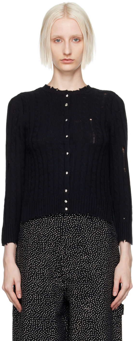 Shop Marc Jacobs Black 'the Shrunken Cashmere Cable' Cardigan In 001 Black