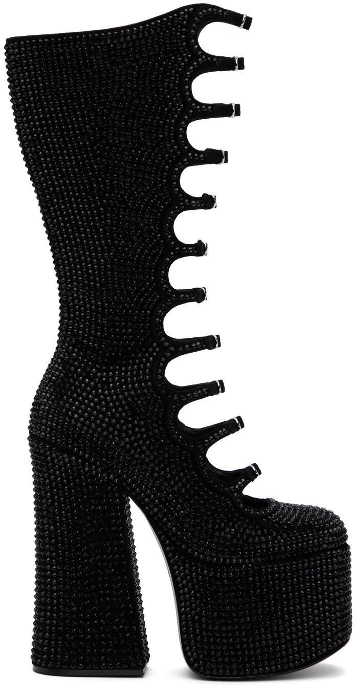 Black 'The Rhinestone Kiki Knee-High' Tall Boots