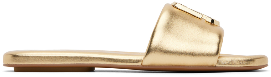 Shop Marc Jacobs Gold 'the J Marc Metallic' Sandals In 710 Gold