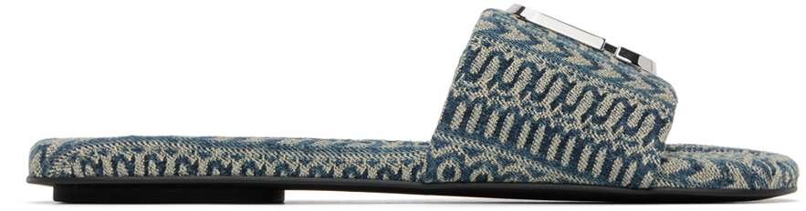 Shop Marc Jacobs Blue 'the J Marc Washed Monogram Denim' Sandals In 473 Sun Faded Denim