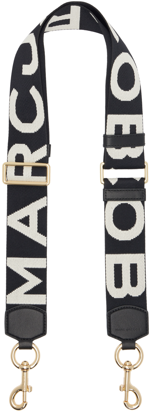 Shop Marc Jacobs ブラック＆ホワイト The Logo Webbing ショルダーストラップ In 005 Black/white