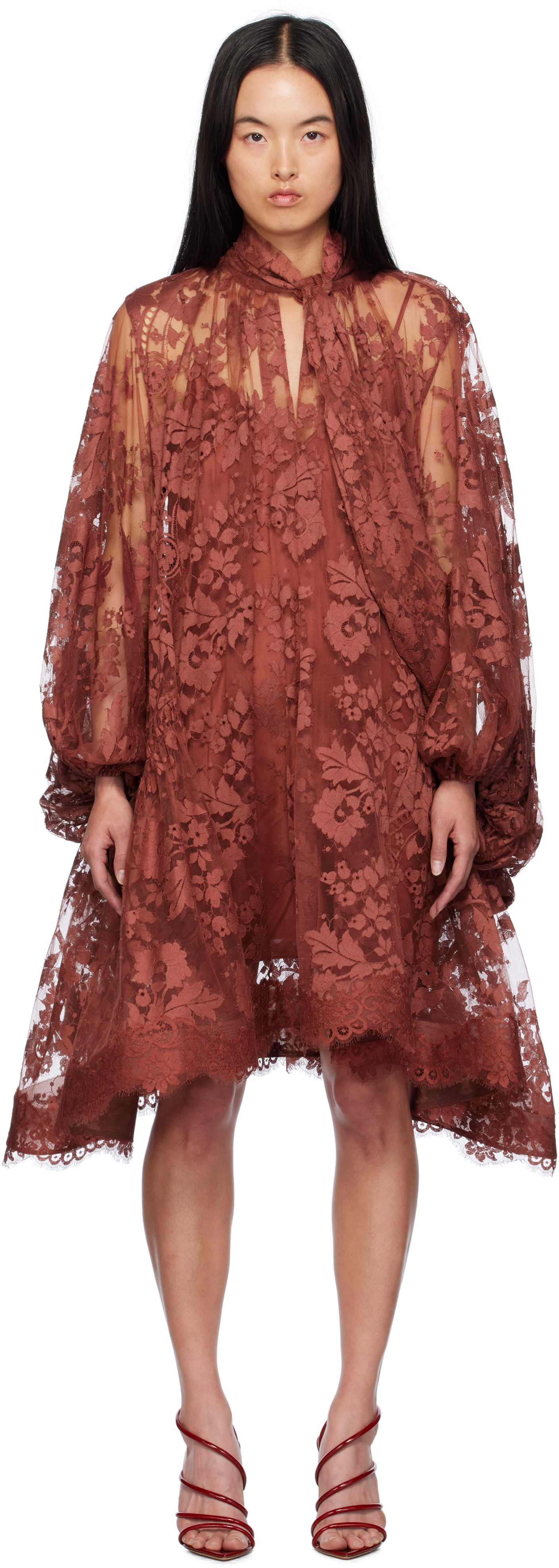 Zimmermann Illustration Lace Mini Dress In Che Chestnut