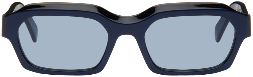 Shop Retrosuperfuture Navy Boletus Sunglasses In Metallic Blue
