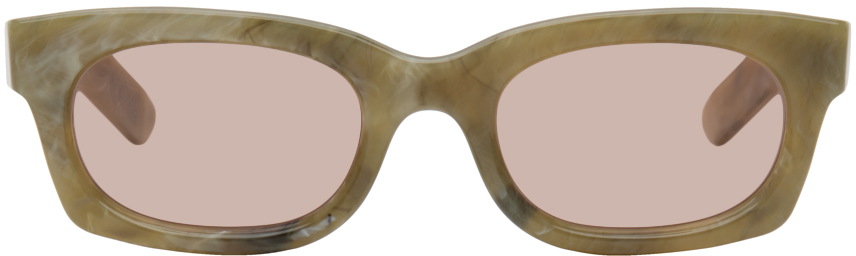 Shop Retrosuperfuture Khaki Ambos Sunglasses In Roccia