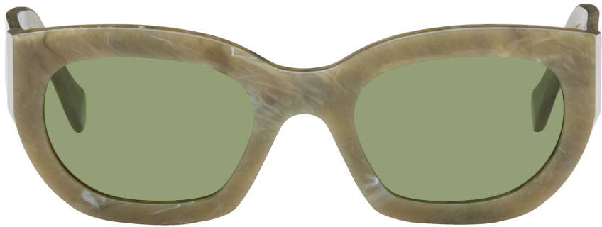 Shop Retrosuperfuture Green Alva Sunglasses In Alva Roccia Green